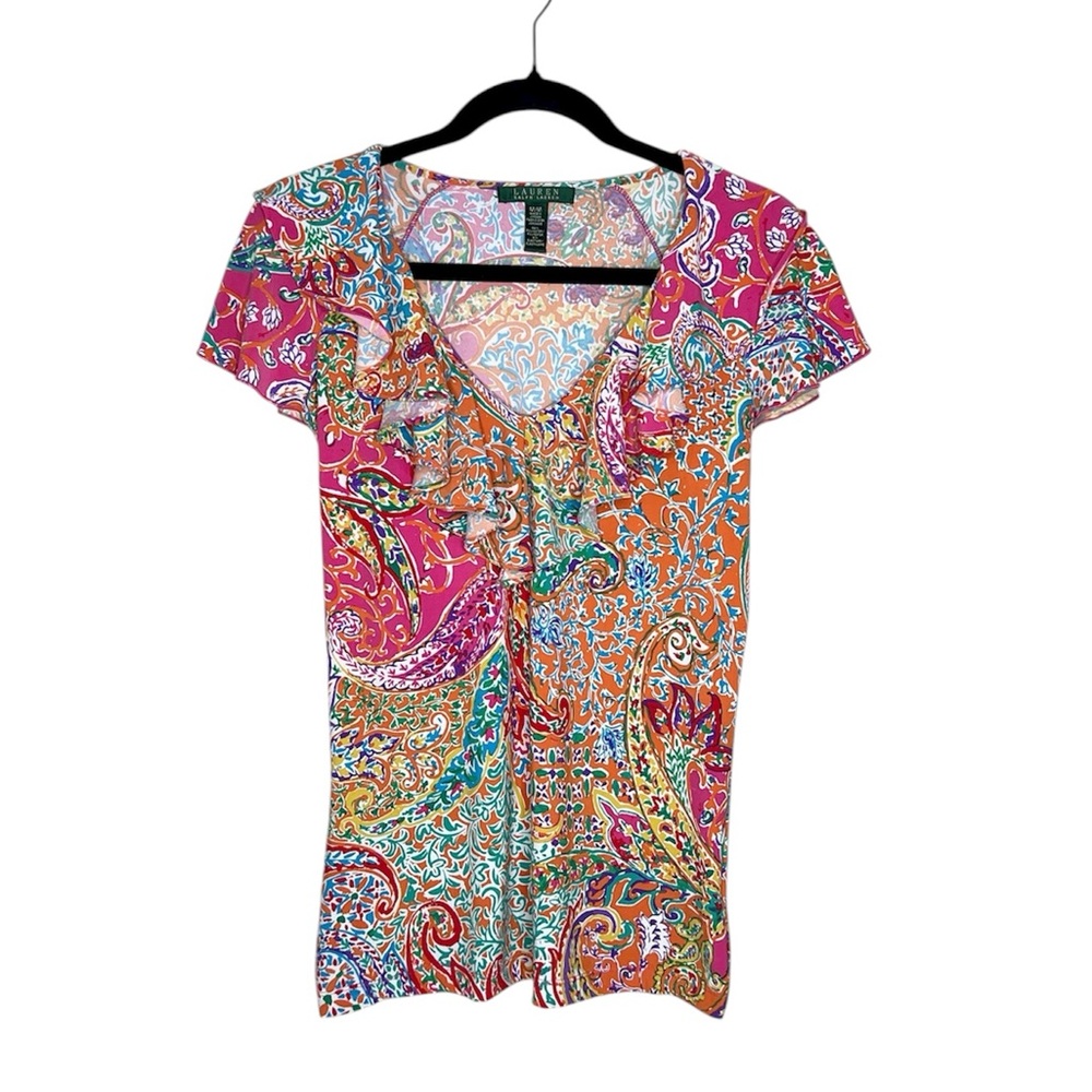 LAUREN Ralph Lauren Colorful paisley print peasant top size Medium